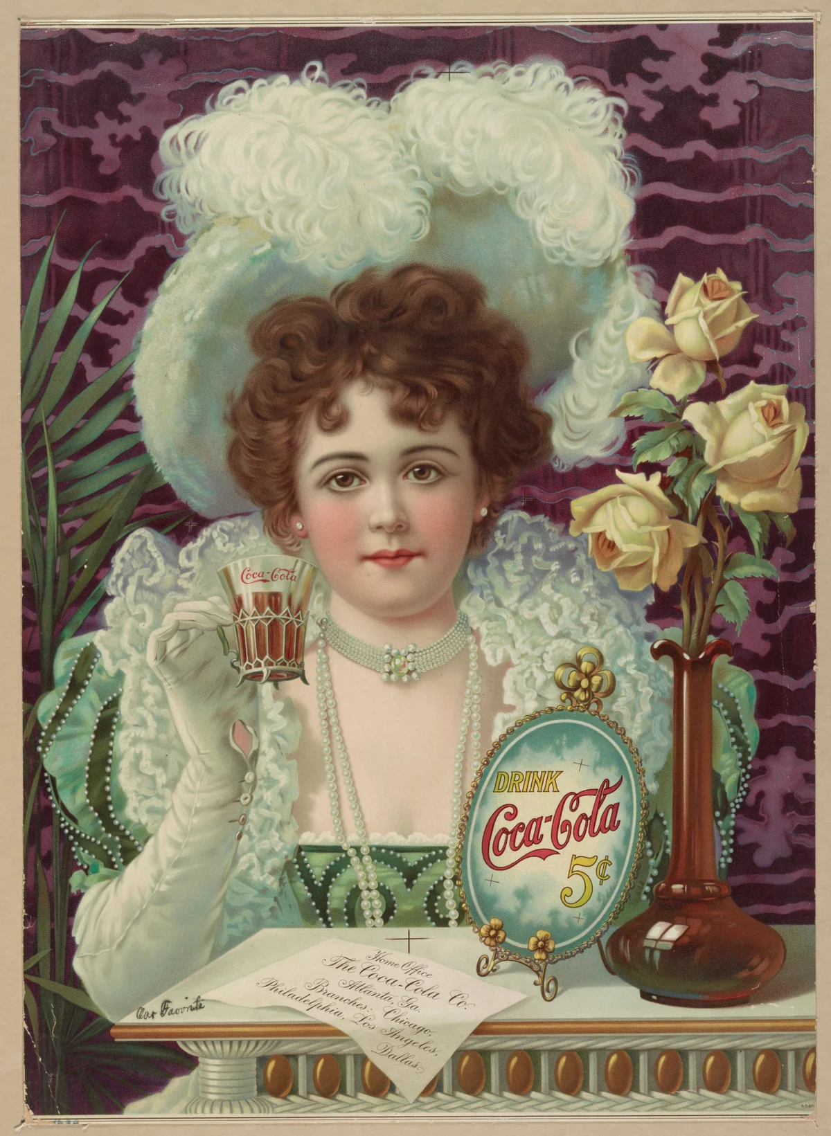 Drink Coca-Cola 5 cents chromolithograph from Library of Congress