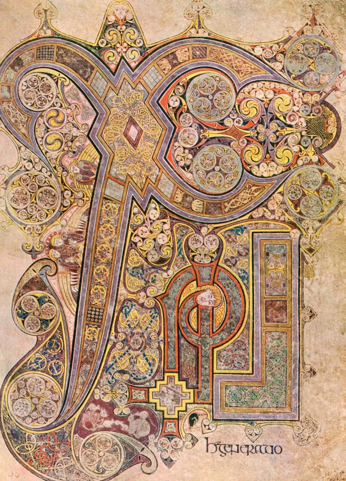 The Chi Rho monogram page from the Book of Kells, an illuminated manuscript masterpiece.